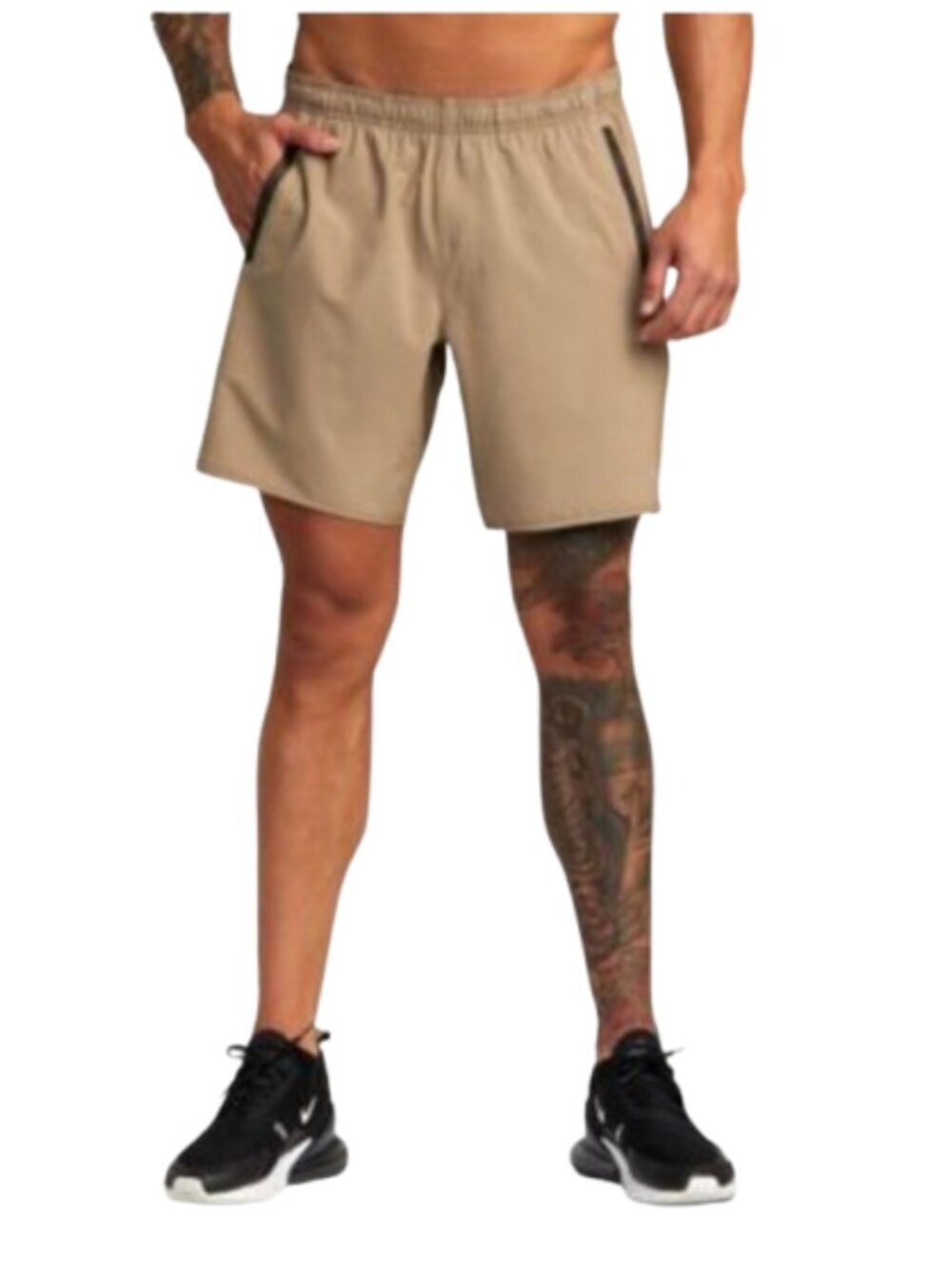 Men's S RVCA Yogger Stretch 17" Short in Tan